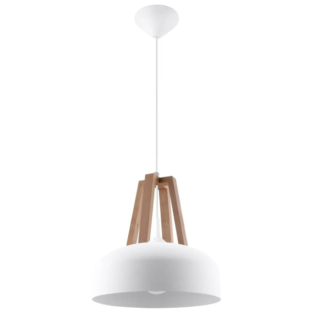 Lampa wisząca CASCO biała/naturalne drewno | sklep MIRAT  kolekcja casco