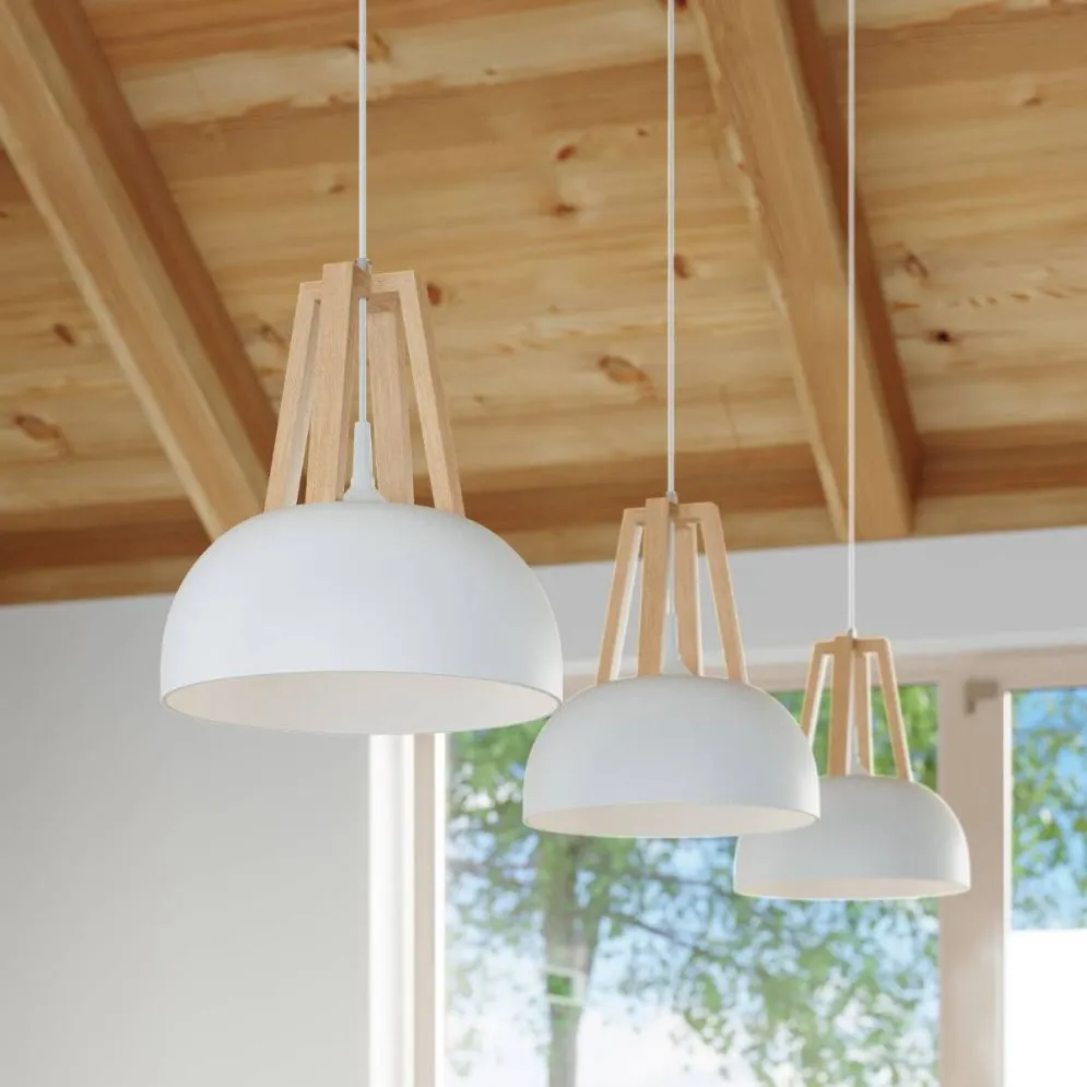 Lampa wisząca CASCO biała/naturalne drewno | sklep MIRAT  kolekcja casco