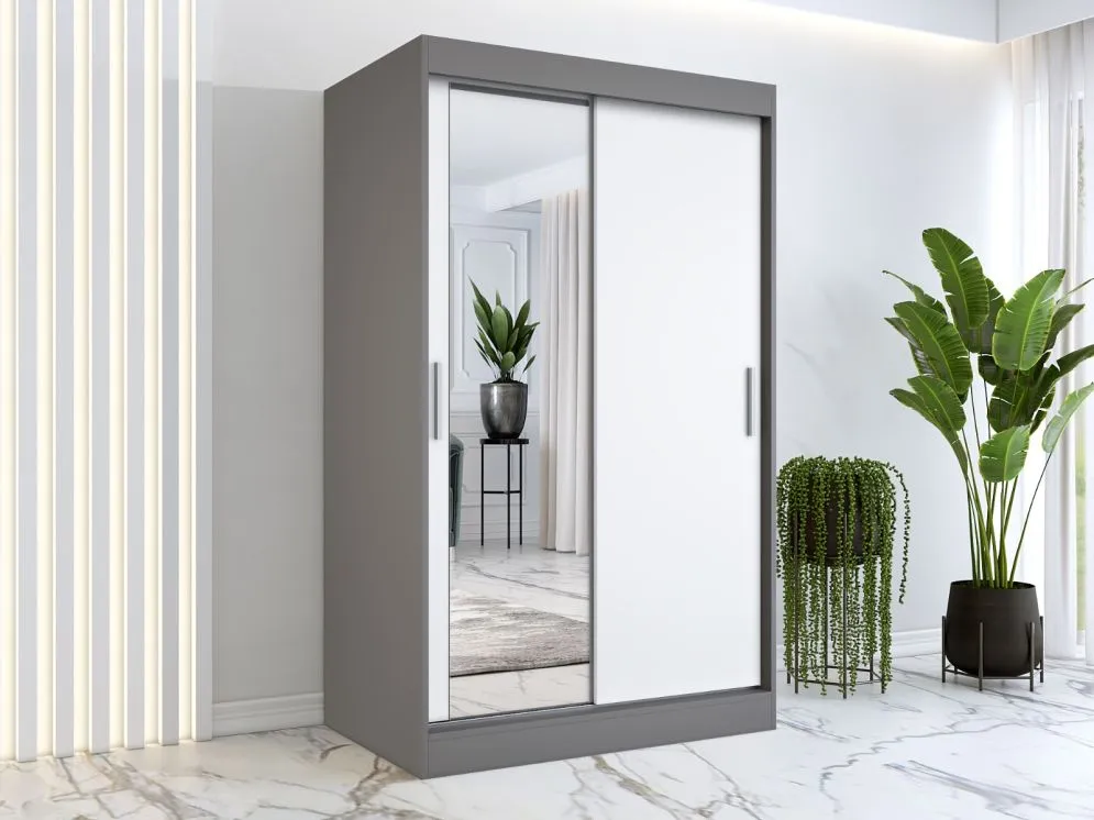 Szafa przesuwna MODUO COMFORT 120 antracyt/biała mat z lustrem po lewej | MIRAT. w stylu kolekcja MODUO COMFORT