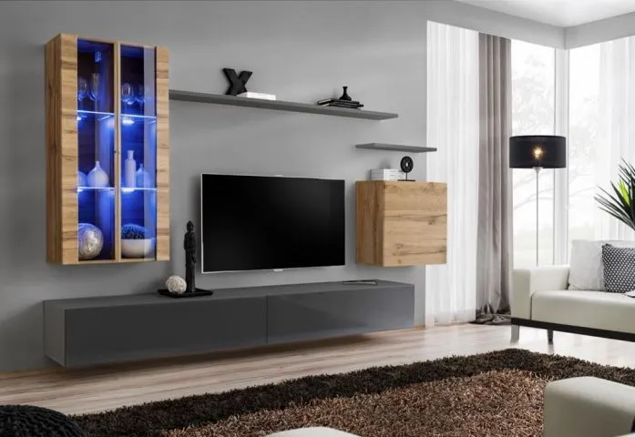 Meblościanka SWITCH XII na wysoki połysk z podświetleniem | MIRAT. w stylu kolekcja SWITCH