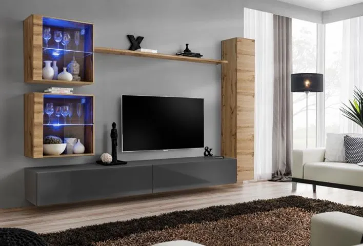 Meblościanka SWITCH XVIII wisząca nowoczesna na wysoki połysk | MIRAT. w stylu kolekcja SWITCH