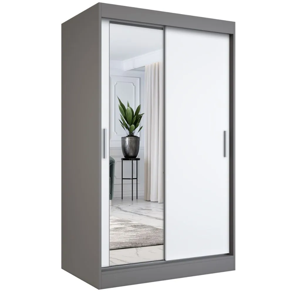 Szafa przesuwna MODUO COMFORT 120 antracyt/biała mat z lustrem po lewej | MIRAT. w stylu kolekcja MODUO COMFORT