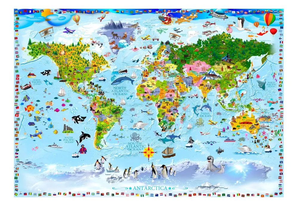 Fototapeta - Mapa świata dla dzieci-2