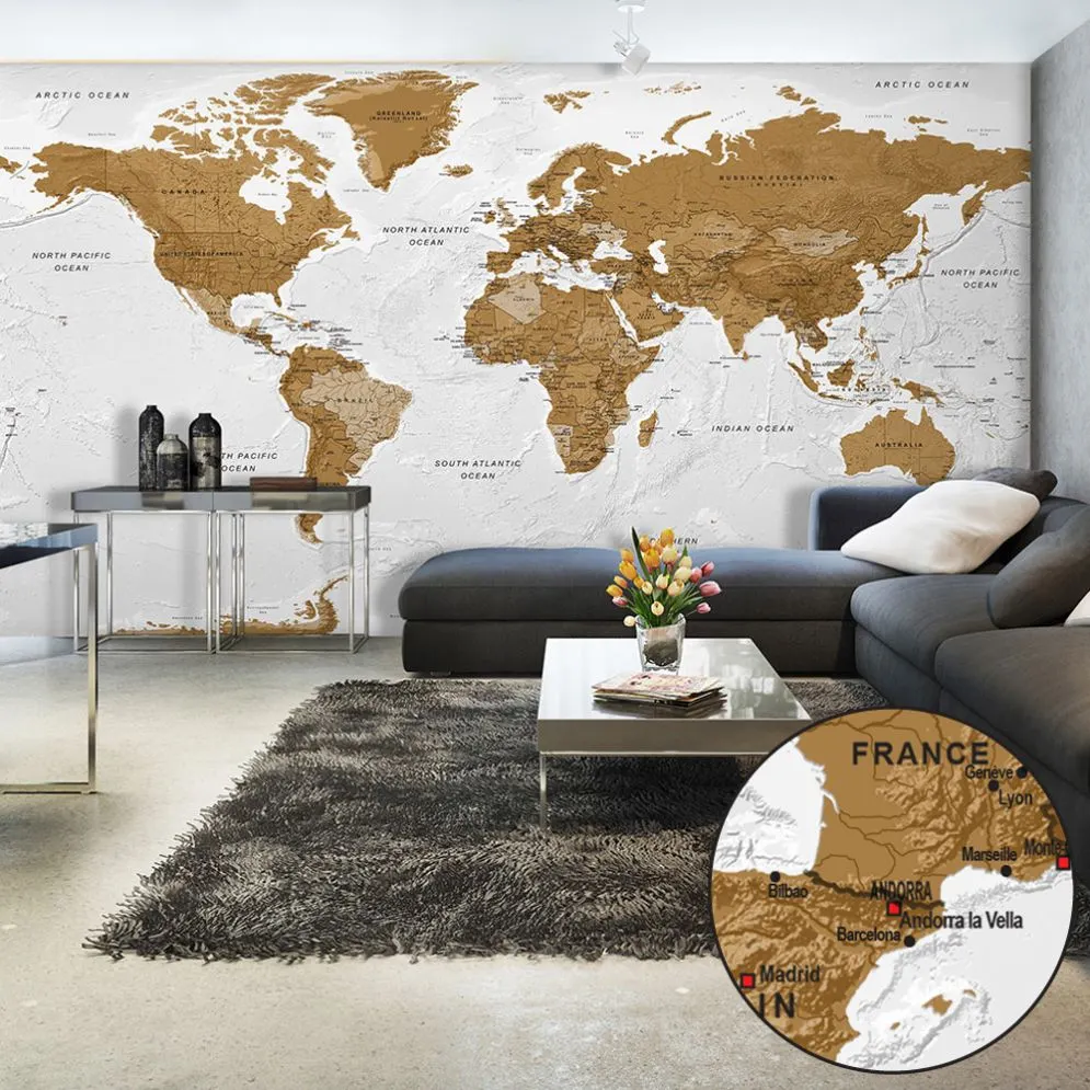 Fototapeta XXL - Mapa świata Białe oceany II-1
