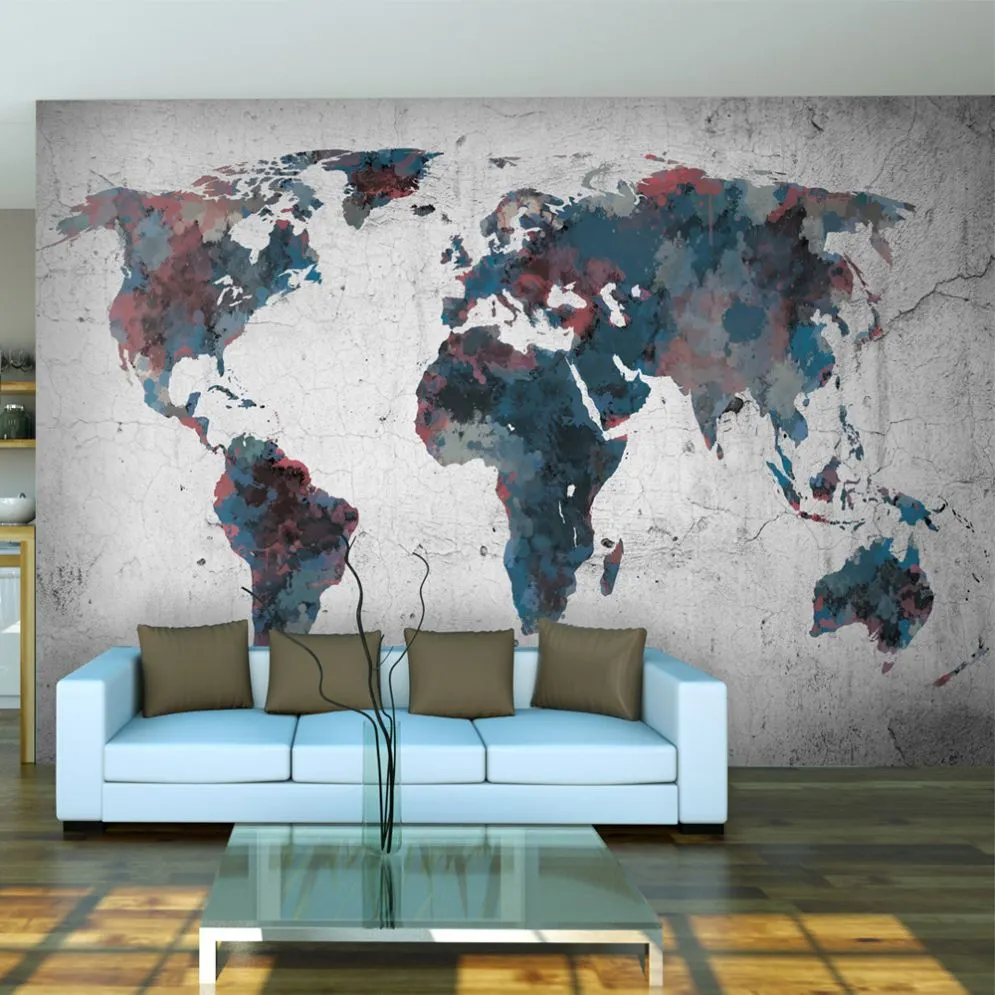 Fototapeta - World map on the wall-1