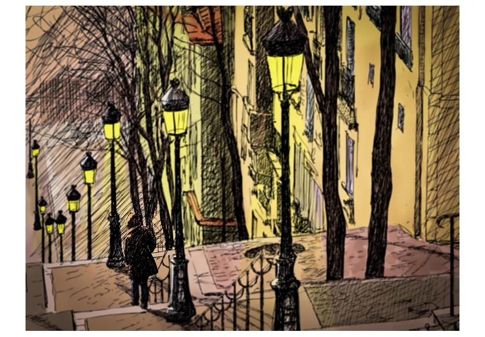 Fototapeta - Lonely walk through Montmartre-2