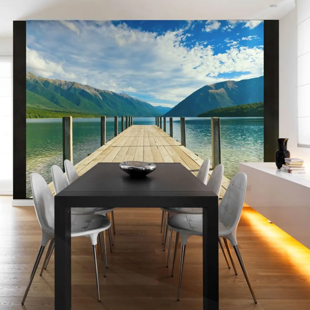 Fototapeta - Pomost na górskim jeziorze-1