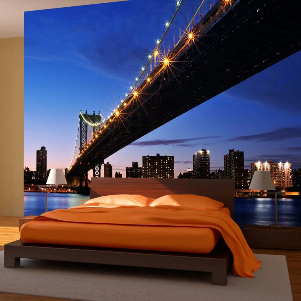 Fototapeta - Oświetlony Most Manhattan Bridge-1