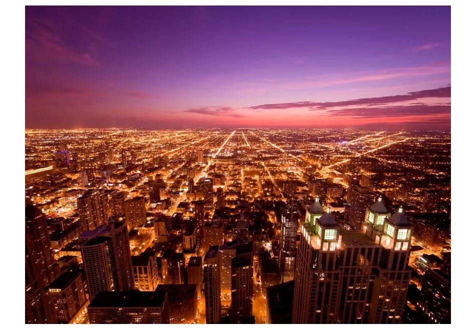 Fototapeta - Amerykańskie Chicago nocą-2