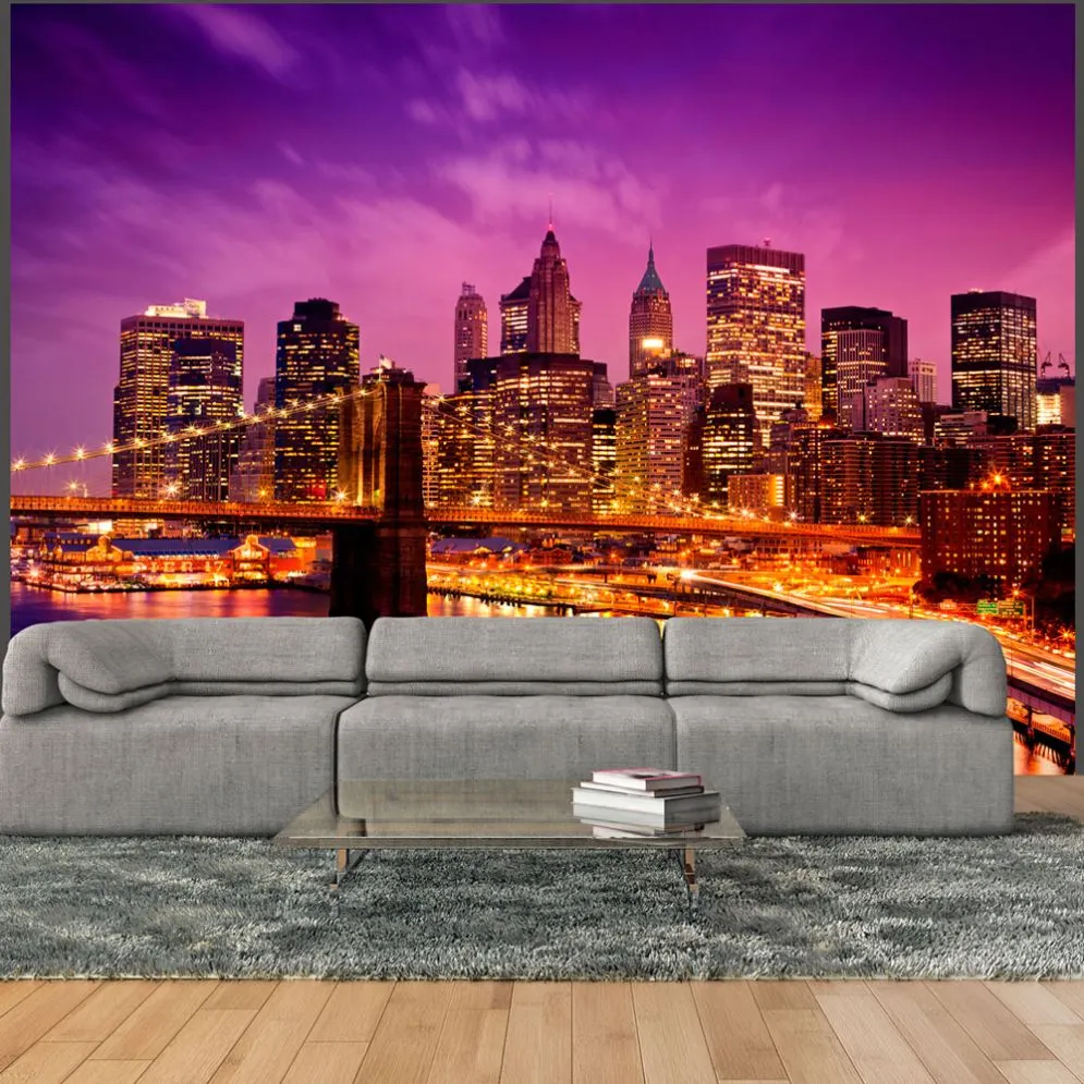 Fototapeta - Manhattan i Most Brookliński nocą-1