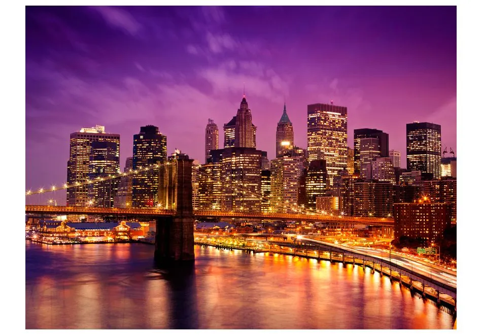 Fototapeta - Manhattan i Most Brookliński nocą-2