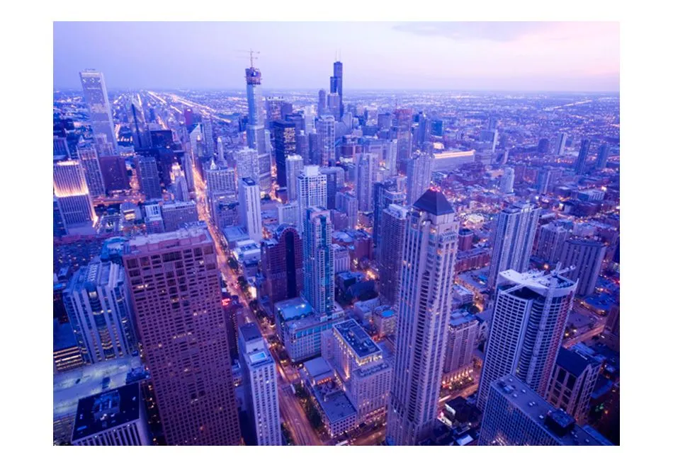Fototapeta - Nieśmiałe światła Chicago o zmroku-2