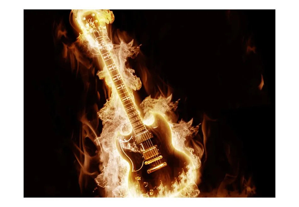 Fototapeta - Płonąca gitara-2