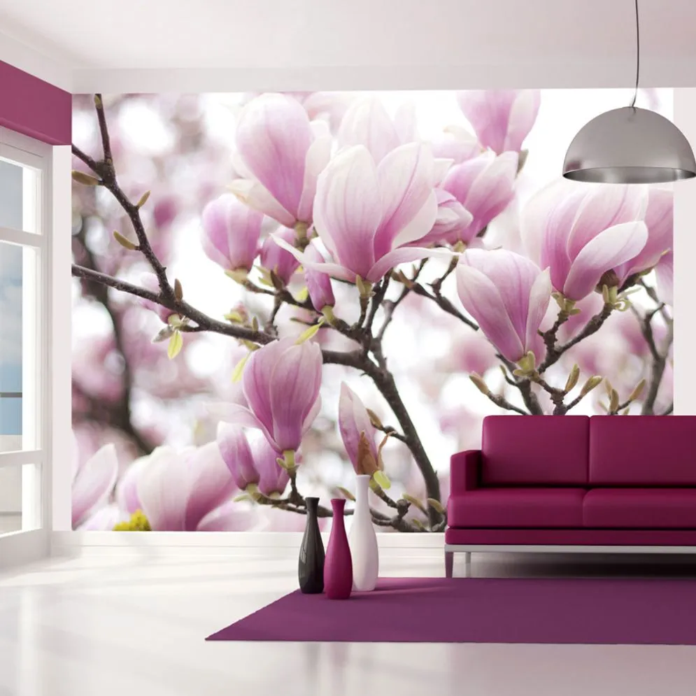 Fototapeta - Gałązka kwitnącej magnolii-1