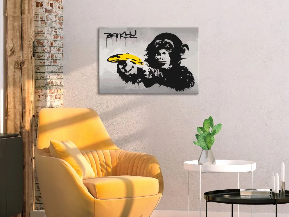 Obraz do samodzielnego malowania - Małpa (Banksy Street Art Graffiti)-2