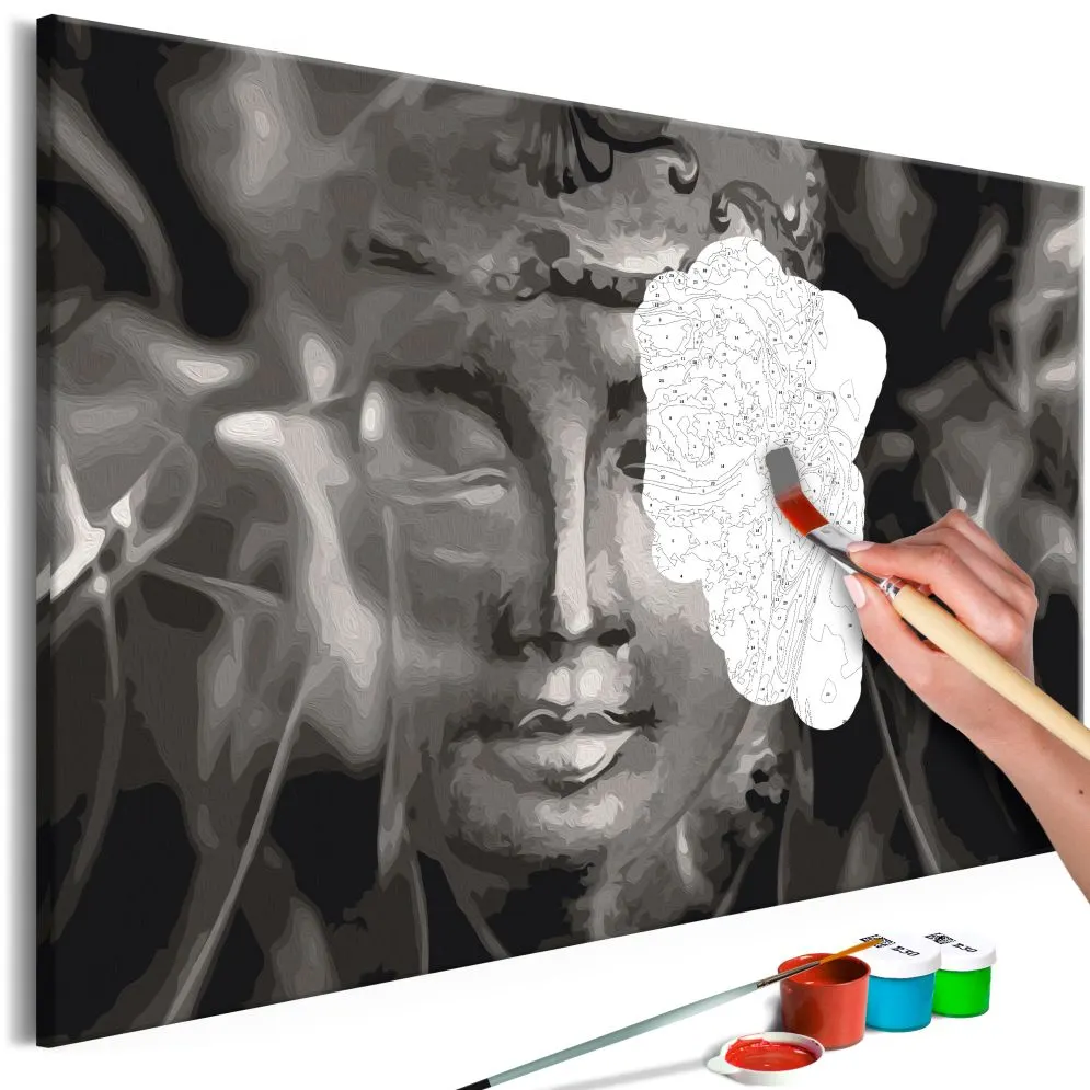 Obraz do samodzielnego malowania - Czarno-biały Budda | MIRAT.