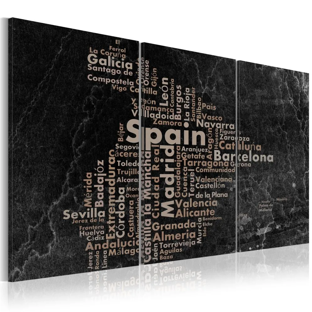 Obraz - Map of Spain on the blackboard - triptich-1