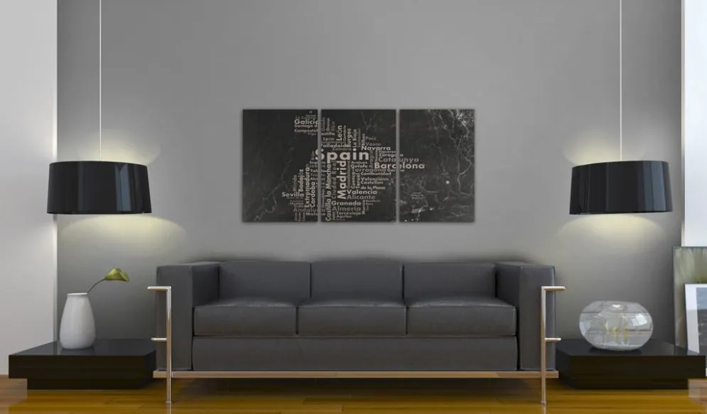 Obraz - Map of Spain on the blackboard - triptich-2