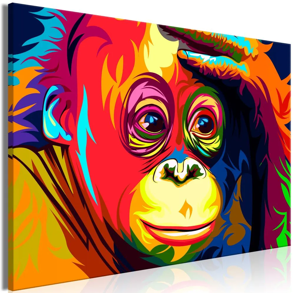 Obraz - Kolorowy orangutan (1-częściowy) szeroki-1