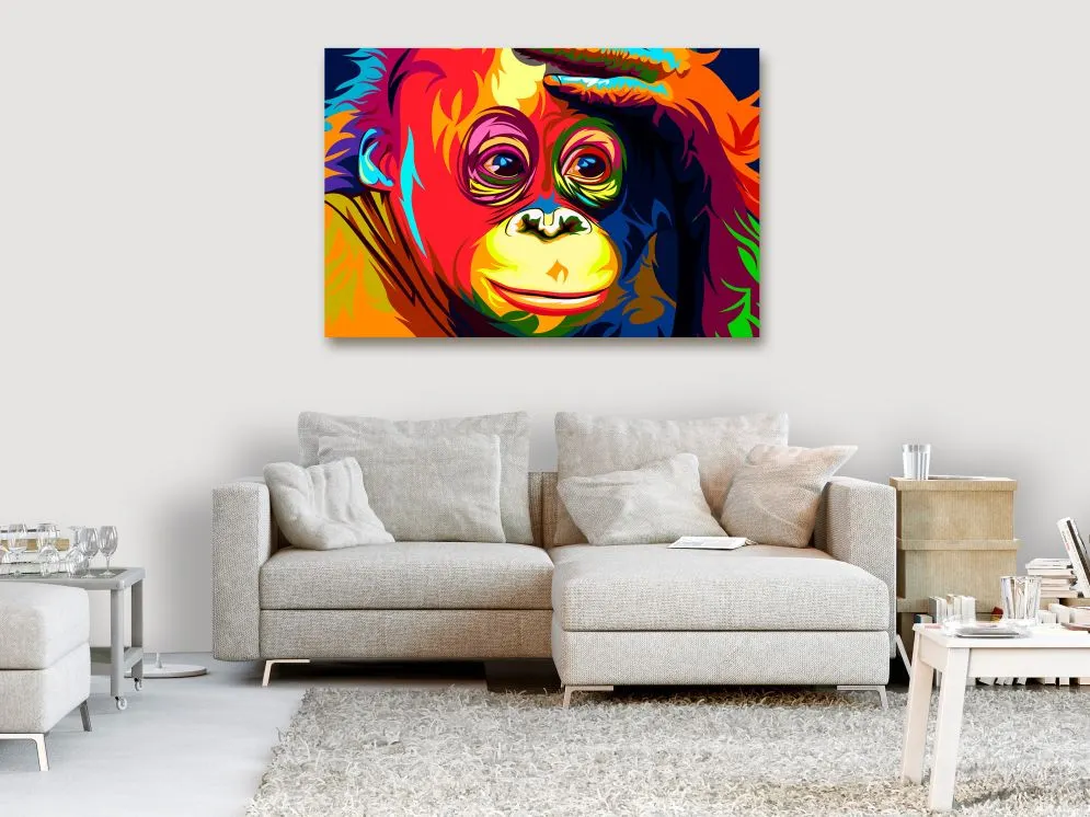 Obraz - Kolorowy orangutan (1-częściowy) szeroki-2