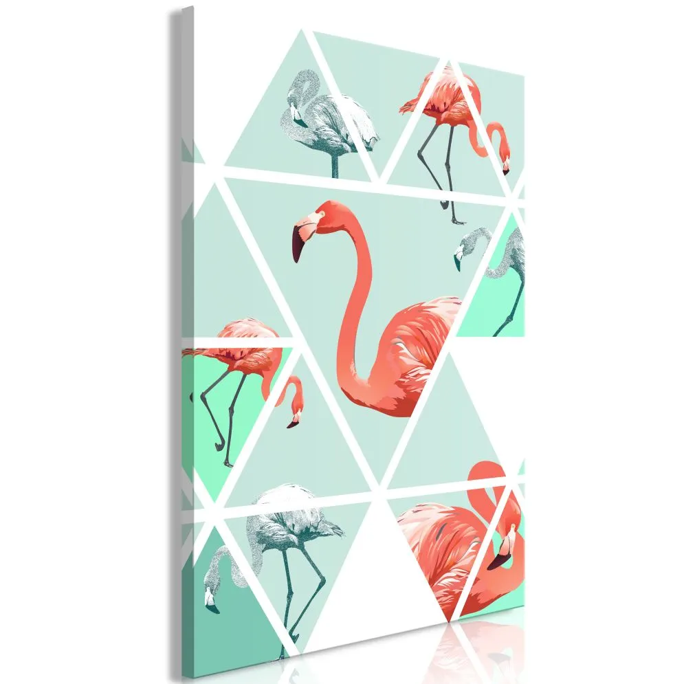 Obraz - Geometryczne flamingi (1-częściowy) pionowy-1