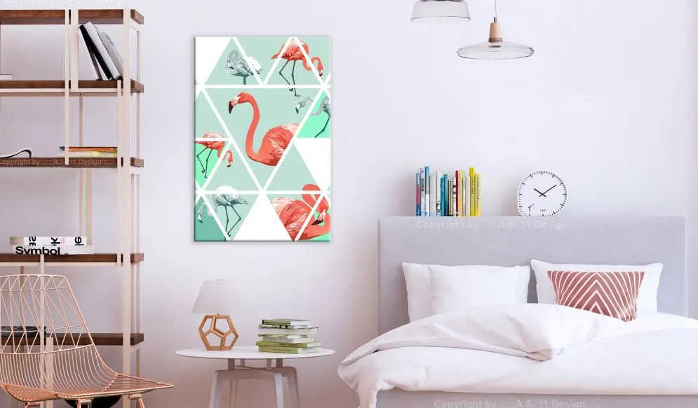 Obraz - Geometryczne flamingi (1-częściowy) pionowy-2