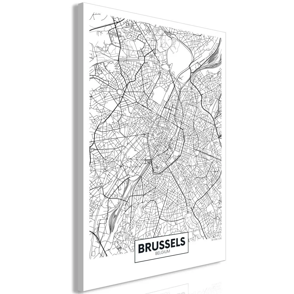Obraz - Mapa Brukseli (1-częściowy) pionowy-1