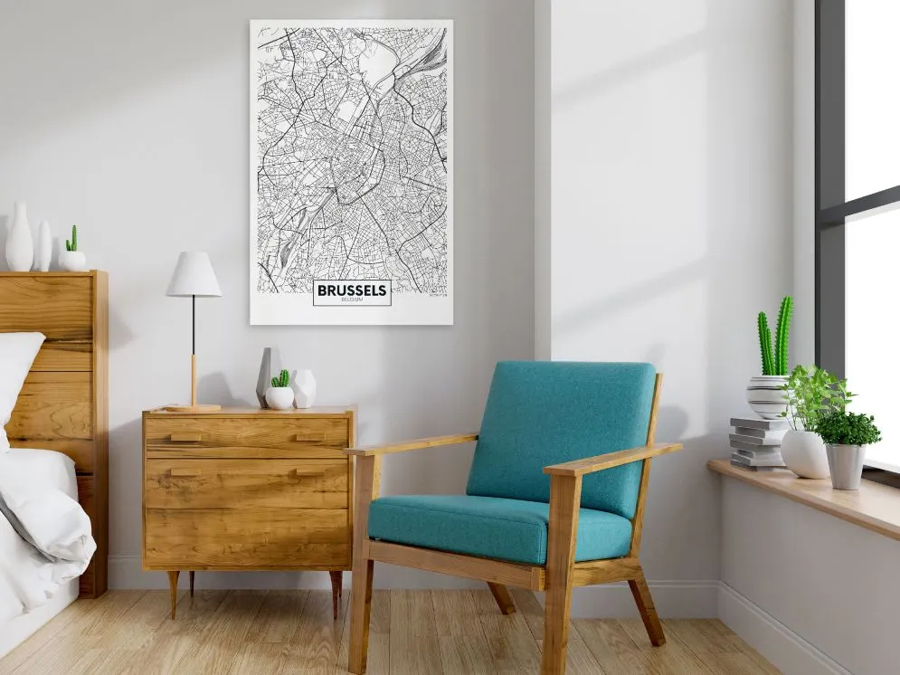 Obraz - Mapa Brukseli (1-częściowy) pionowy-2