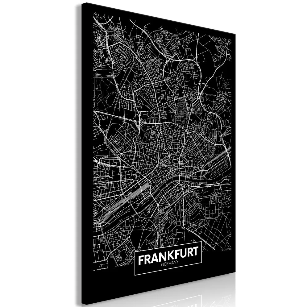 Obraz - Ciemna mapa Frankfurtu (1-częściowy) pionowy-1