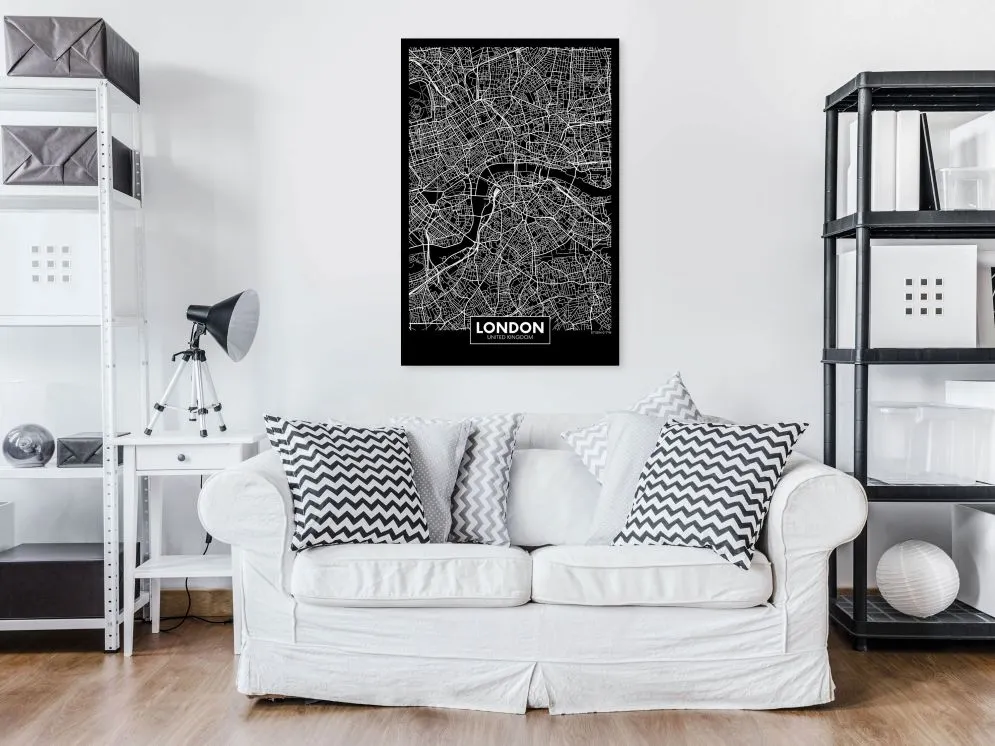 Obraz - Ciemna mapa Londynu (1-częściowy) pionowy-2