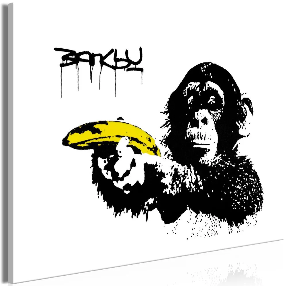 Obraz - Banksy Małpa z bananem (1-częściowy) szeroki-1
