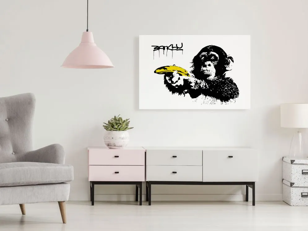 Obraz - Banksy Małpa z bananem (1-częściowy) szeroki-2