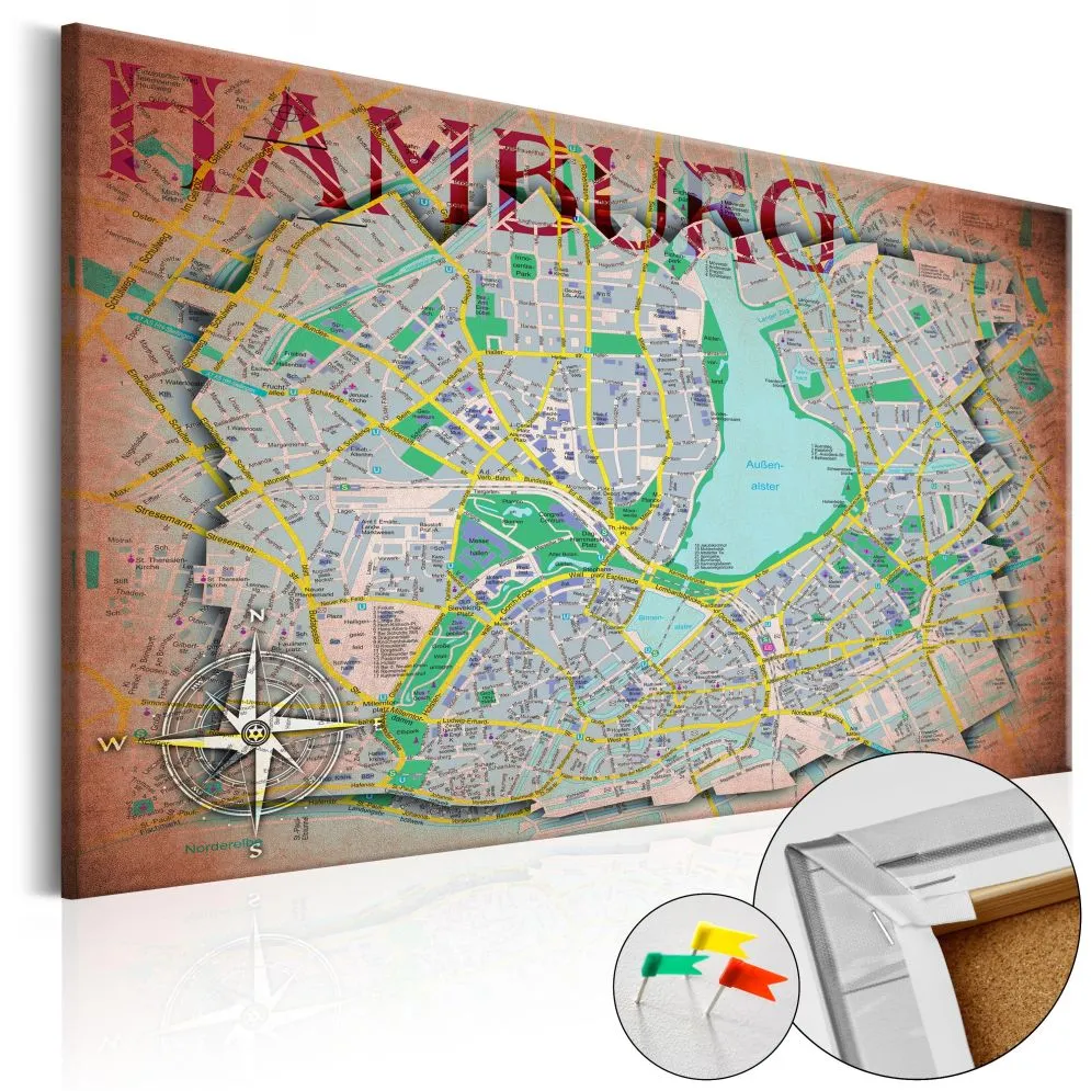 Obraz na korku - Hamburg [Mapa korkowa]-1