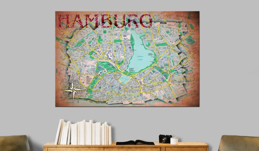 Obraz na korku - Hamburg [Mapa korkowa]-2