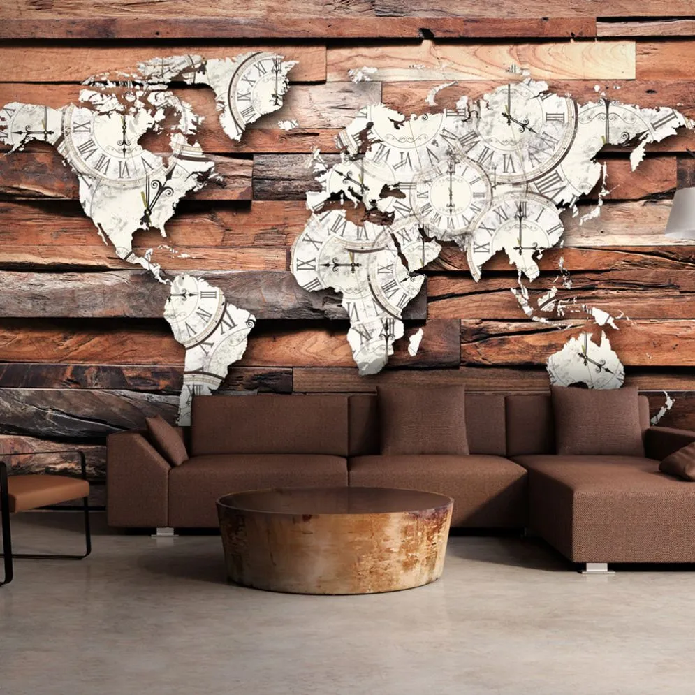 Fototapeta - Mapa na drewnie-1