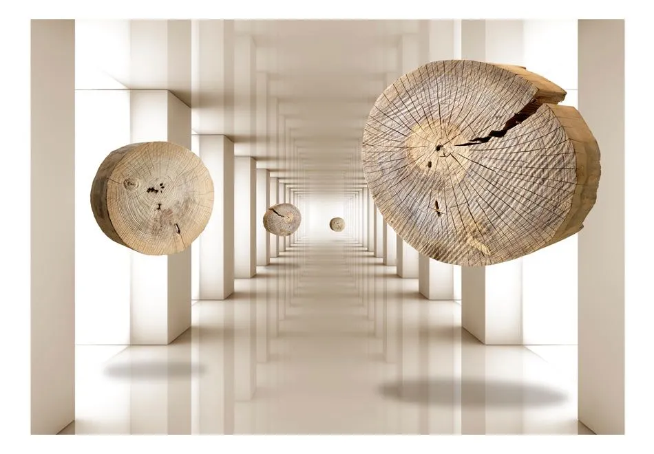 Fototapeta - Latające krążki drewna-2