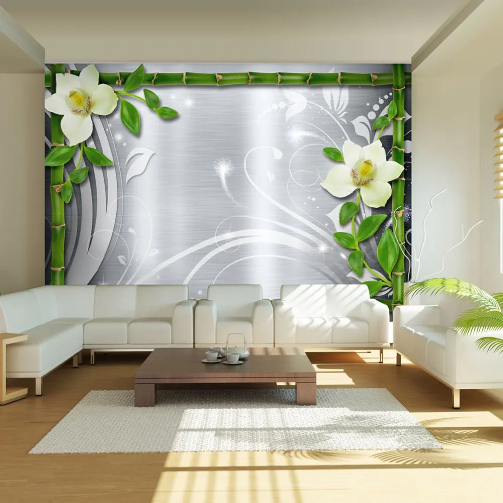 Fototapeta - Bambus i dwie orchidee-1