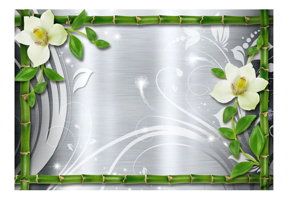 Fototapeta - Bambus i dwie orchidee-2
