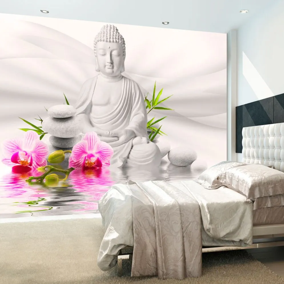 Fototapeta - Budda i orchidee-1