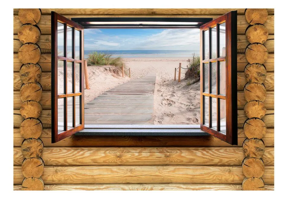 Fototapeta - Plaża za oknem-2
