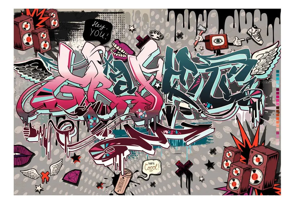 Fototapeta - Graffiti hej Ty!-2