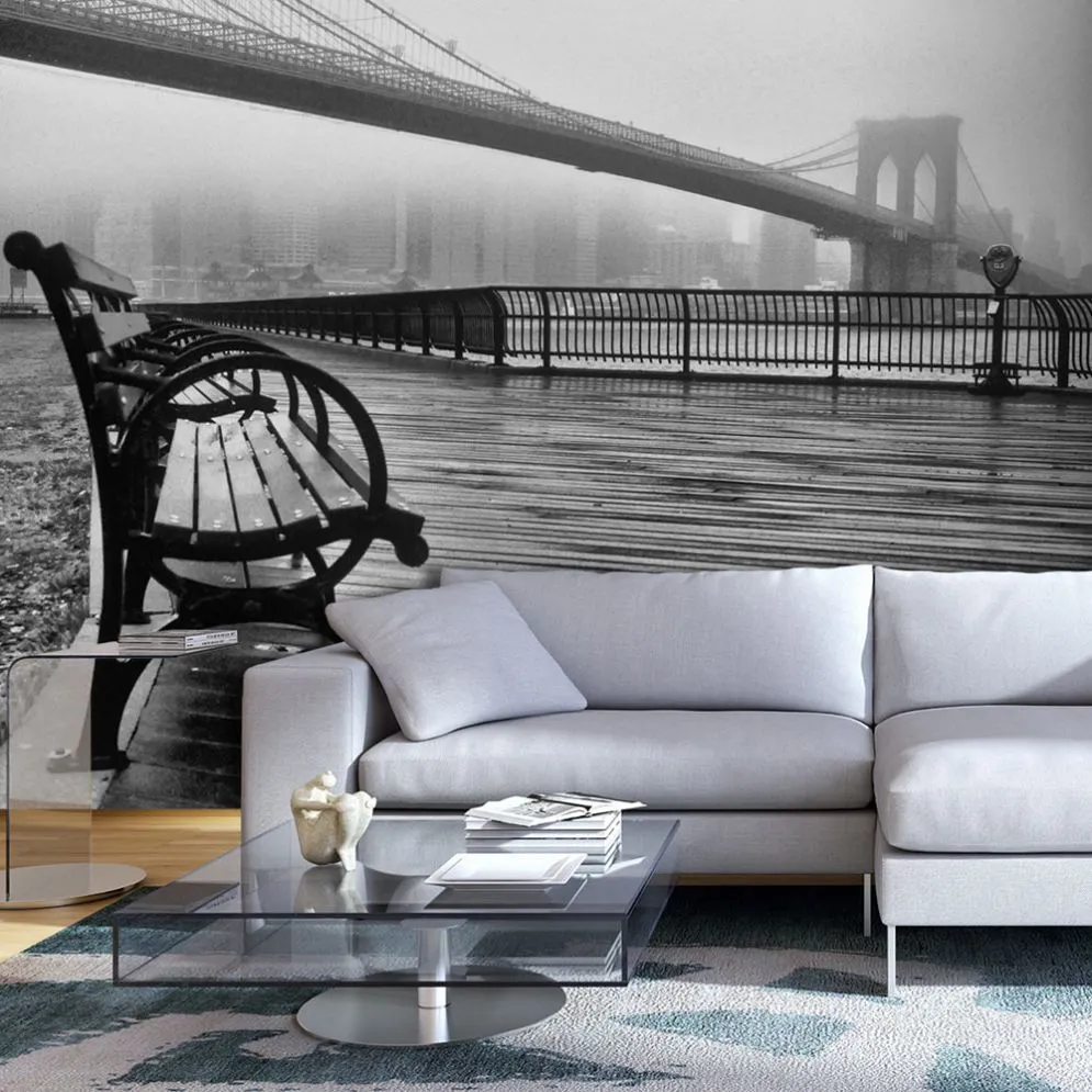Fototapeta - A Foggy Day on the Brooklyn Bridge-1