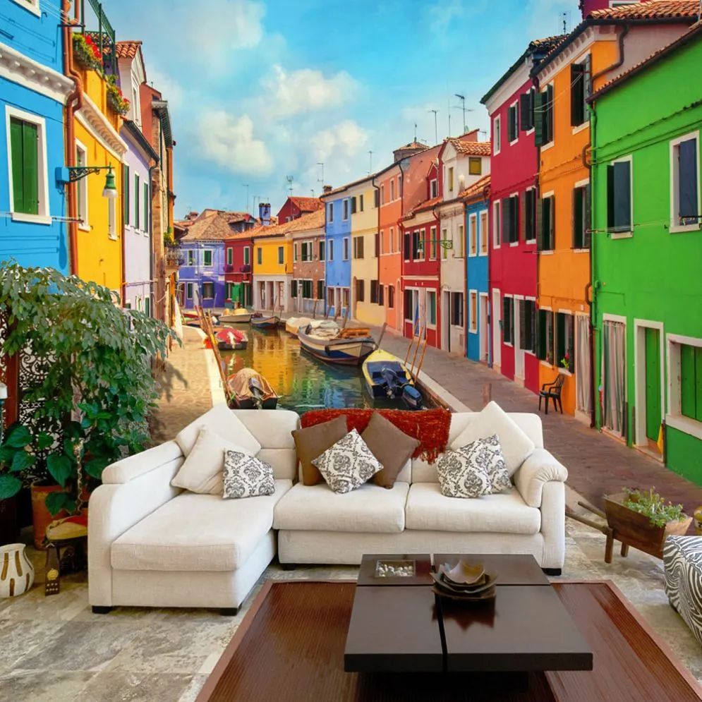 Fototapeta - Kolorowy kanał w Burano-1