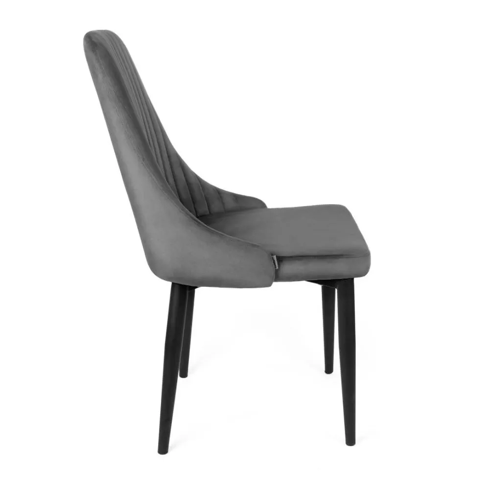 Krzesło tapicerowane LOUIS szare z przeszyciami | MIRAT styl LOFT