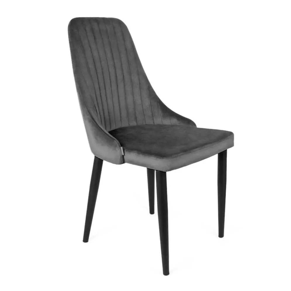 Krzesło tapicerowane LOUIS szare z przeszyciami | MIRAT styl LOFT