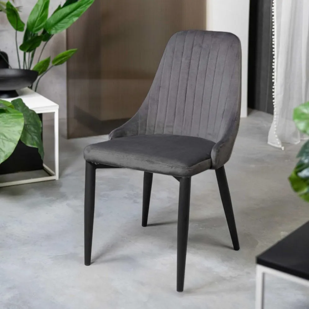 Krzesło tapicerowane LOUIS szare z przeszyciami | MIRAT styl LOFT