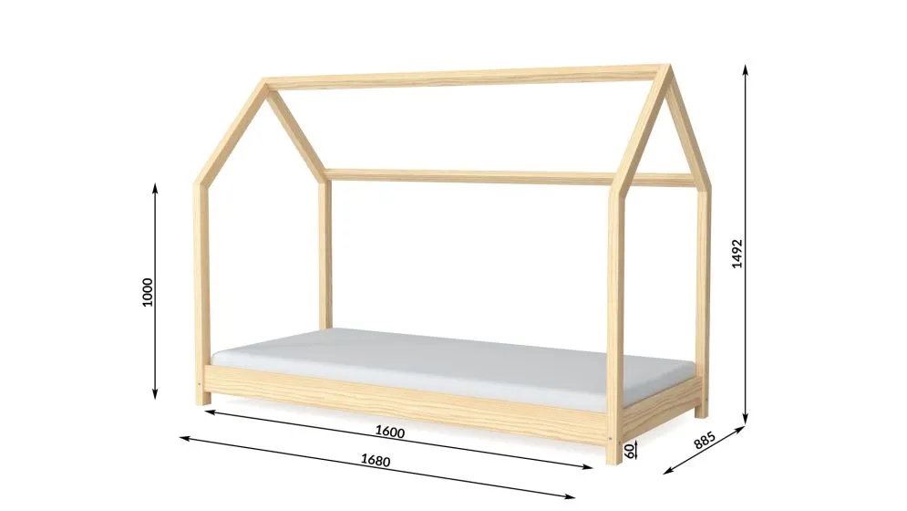 Łóżko domek BELLA 80x160 sosna drewniane polskiej produkcji | MIRAT.