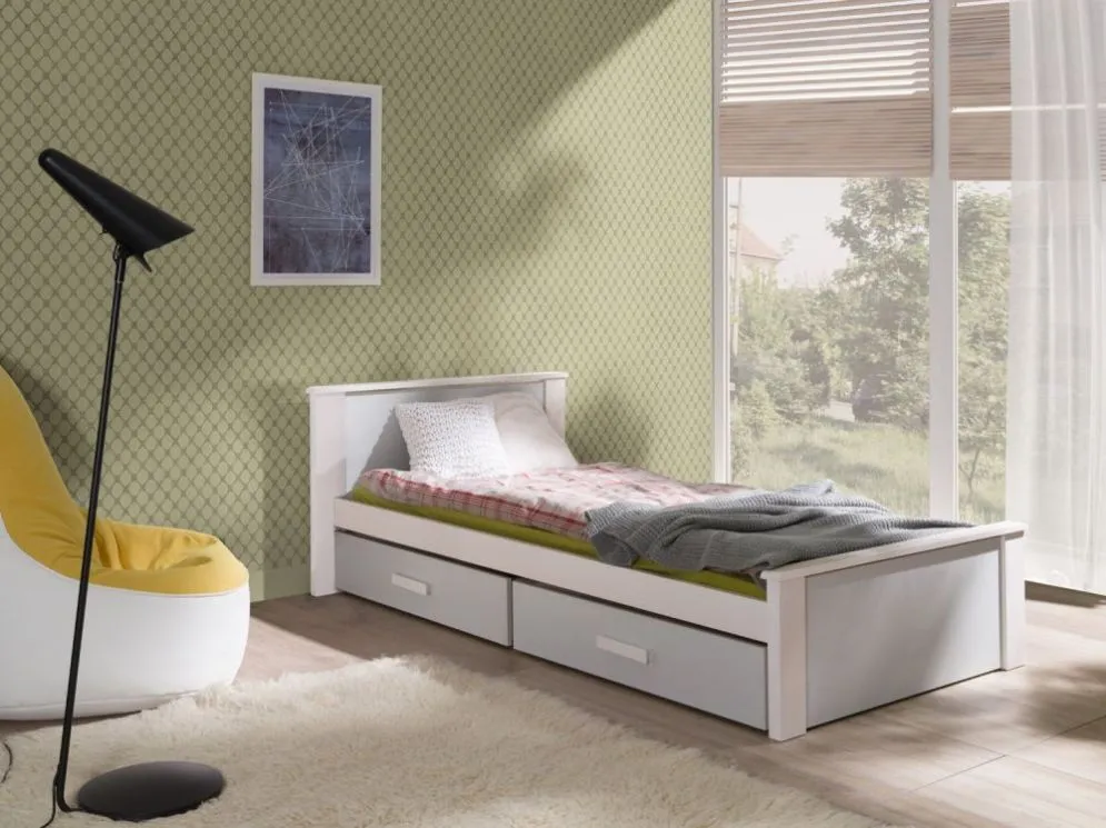 Łóżko dziecięce ICHEL 180x80 białe/szare pojedyncze | MIRAT.
