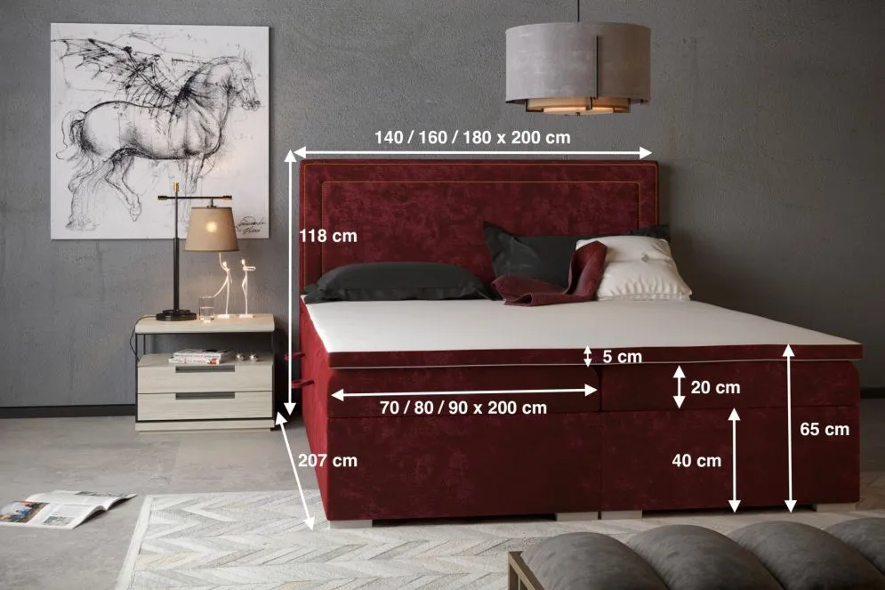 Łóżko kontynentalne NESS 140 zielone velvet z pojemnikiem do sypialni | MIRAT. w stylu GLAMOUR kolekcja