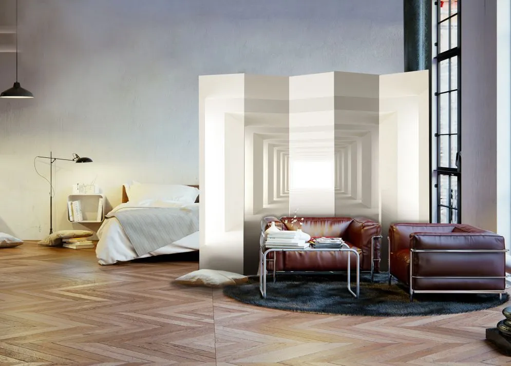 Parawan jednostronny 3D 225x172 cm 5-częściowy czarny | MIRAT.